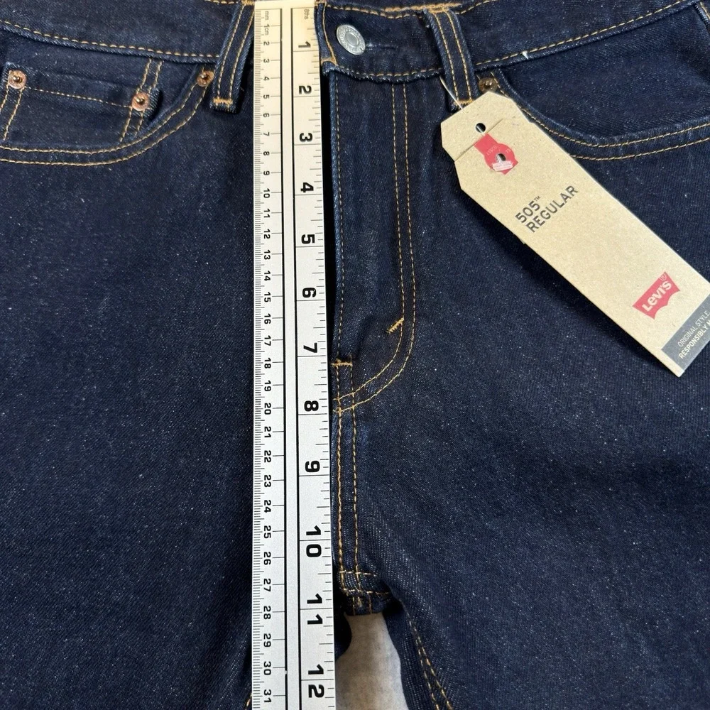 Levi's 505 Jeans 30X30 Men's Stretch Regular Fit Zip Fly Straight Leg Dark Blue